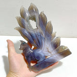 2 Pieces Geode Agate Druzy Nine-tailed Fox Carving 17 -Wholesale Crystals