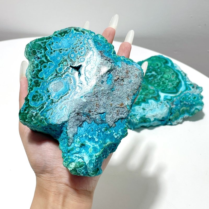 2 Pieces High Quality Beautiful Chrysocolla Mixed Malachite Slab Specimen - Wholesale Crystals