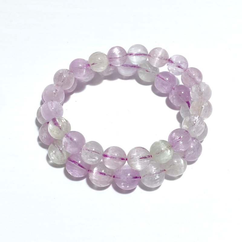 2 Pieces High Quality Clear Flash Purple Spodumene Kunzite Bracelets - Wholesale Crystals