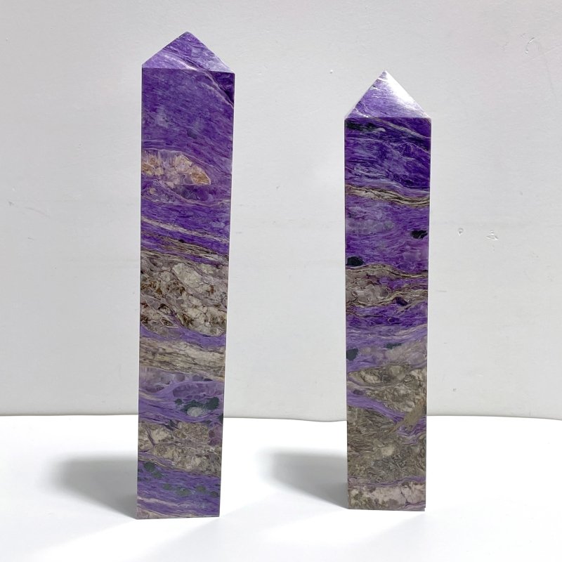 2 Pieces Large Charoite Tower Point For Collection - Wholesale Crystals