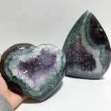 2 Pieces Large Geode Amethyst Mixed Agate Arrow Head Shape&Heart - Wholesale Crystals