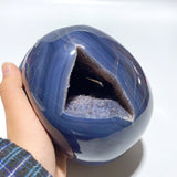 2 Pieces Large Geode Druzy Agate Skull Carving - Wholesale Crystals