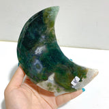 2 Pieces Large Moss Agate Moon With Stand 3 - Wholesale Crystals