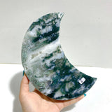 2 Pieces Large Moss Agate Moon With Stand 4 - Wholesale Crystals