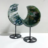 2 Pieces Large Moss Agate Moon With Stand 4 - Wholesale Crystals