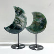 2 Pieces Large Moss Agate Moon With Stand 4 - Wholesale Crystals