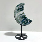 2 Pieces Large Moss Agate Moon With Stand 4 - Wholesale Crystals