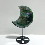 2 Pieces Large Moss Agate Moon With Stand 4 - Wholesale Crystals