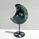 2 Pieces Large Moss Agate Moon With Stand 5 - Wholesale Crystals