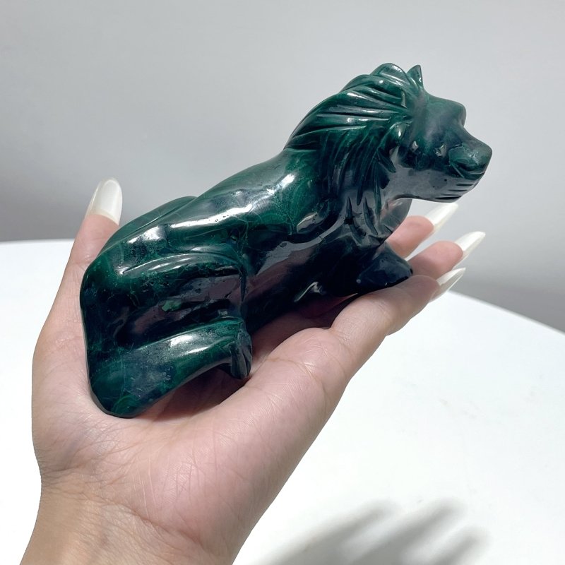 2 Pieces Malachite Lion Carving - Wholesale Crystals