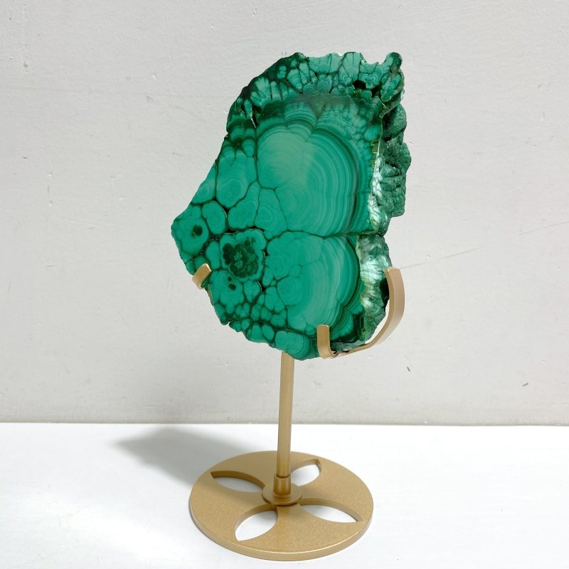 2 Pieces Malachite Raw Bottom With Stand - Wholesale Crystals