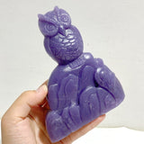 2 Pieces Purple Jade Owl Carving -Wholesale Crystals