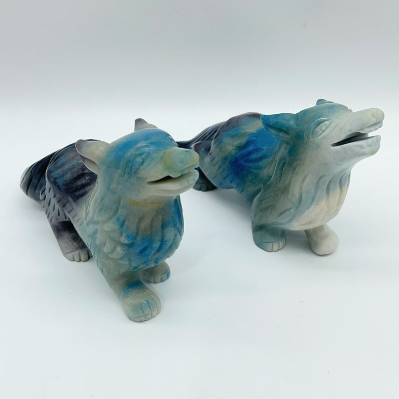 2 Pieces Trolleite Stone Wolf Carving - Wholesale Crystals