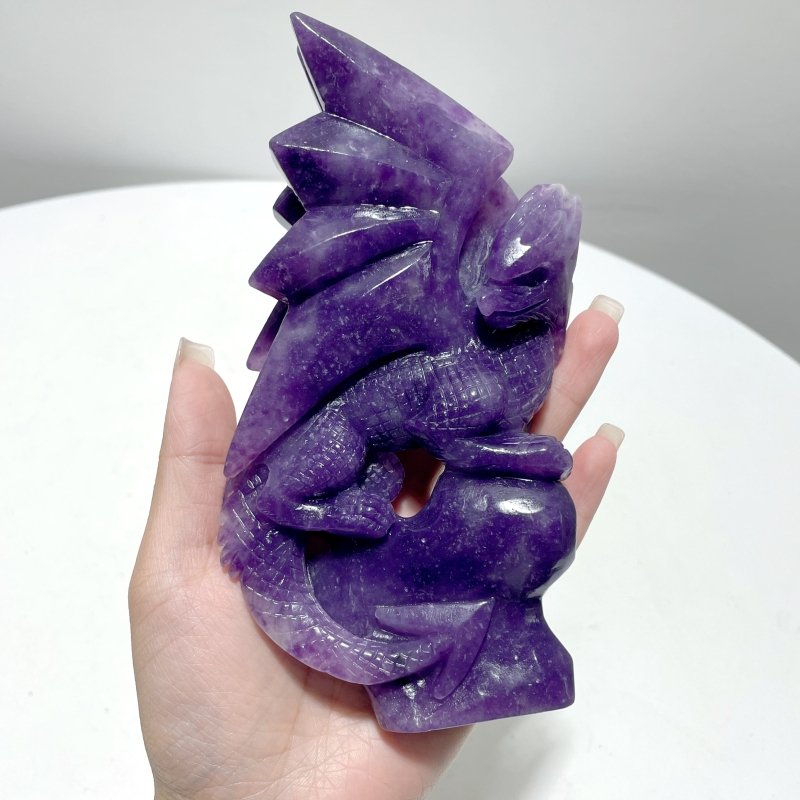 2 Pieces Unique Lepidolite Flying Dragon Carving - Wholesale Crystals