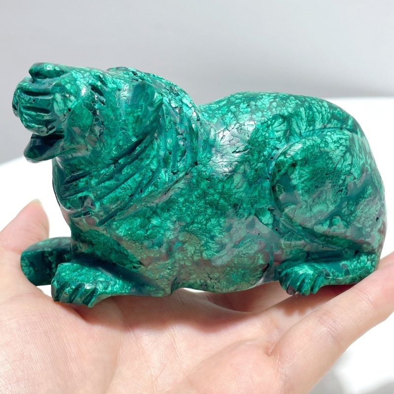 2 Pieces Unique Malachite Lion Carving - Wholesale Crystals