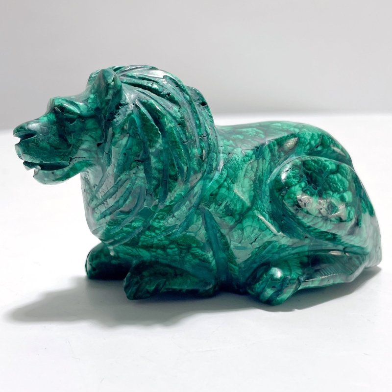 2 Pieces Unique Malachite Lion Carving - Wholesale Crystals