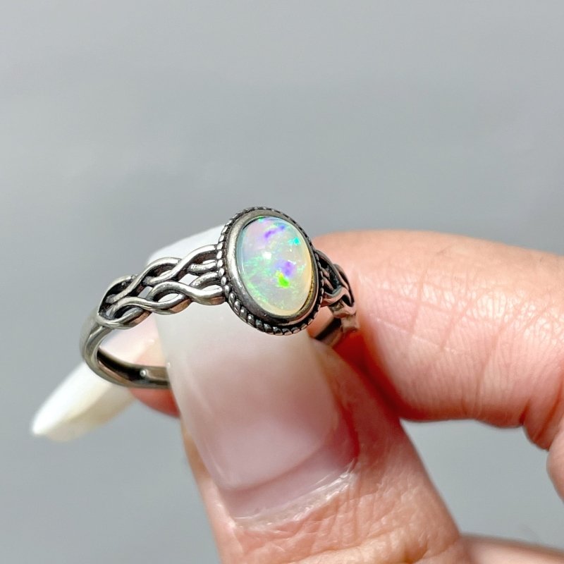 #2 Silver Ring Wholesale White Opal Black Opal Moonstone - Wholesale Crystals