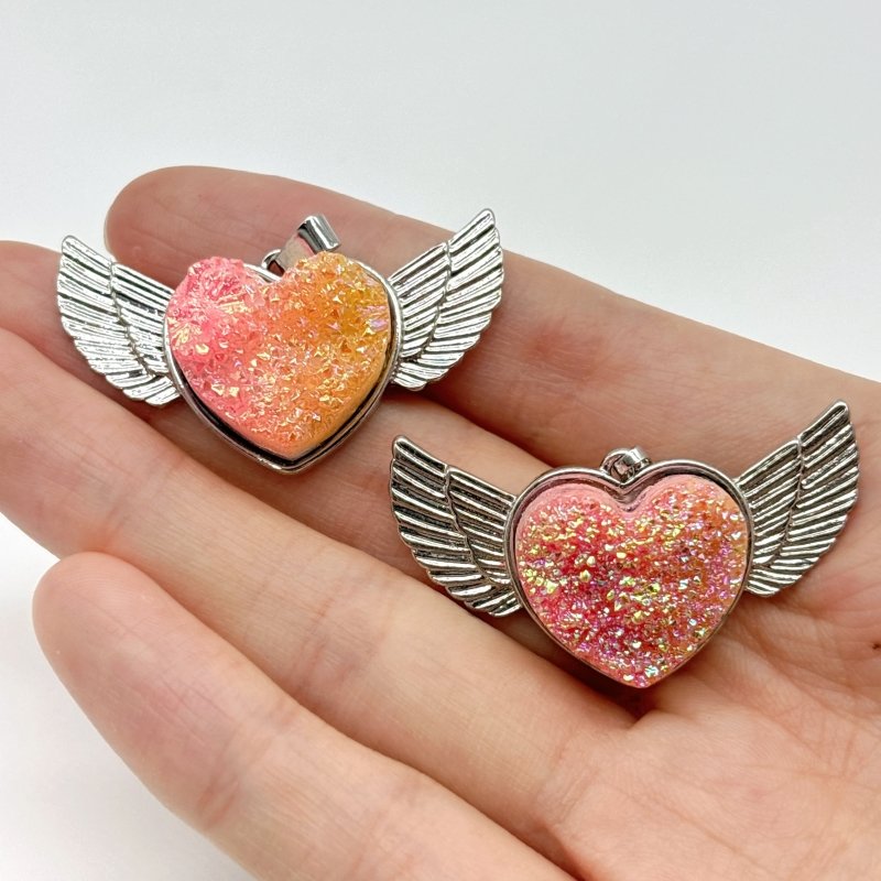 2 Types Aura Cluster Heart Wing Pendant Wholesale - Wholesale Crystals