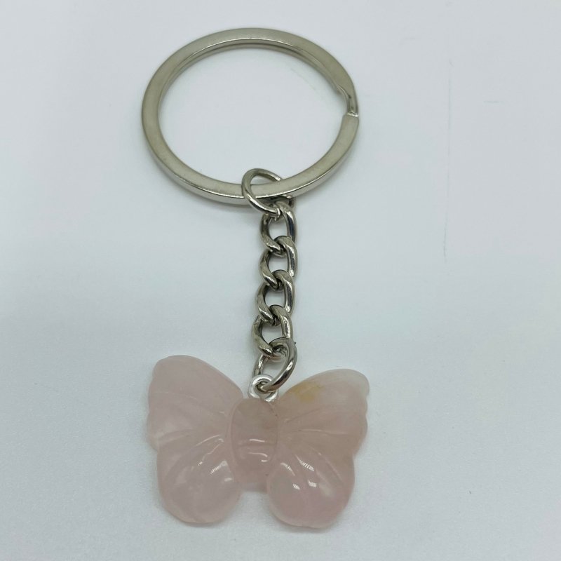 2 Types Butterfly Carving Keychain Wholesale Chevron Amethyst Rose Quartz -Wholesale Crystals