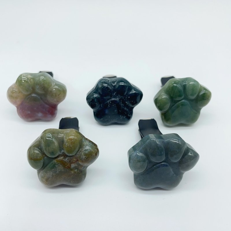 2 Types Cat Paws Moss Agate Red Jasper Crystal Car Air Vent Clips Wholesale -Wholesale Crystals