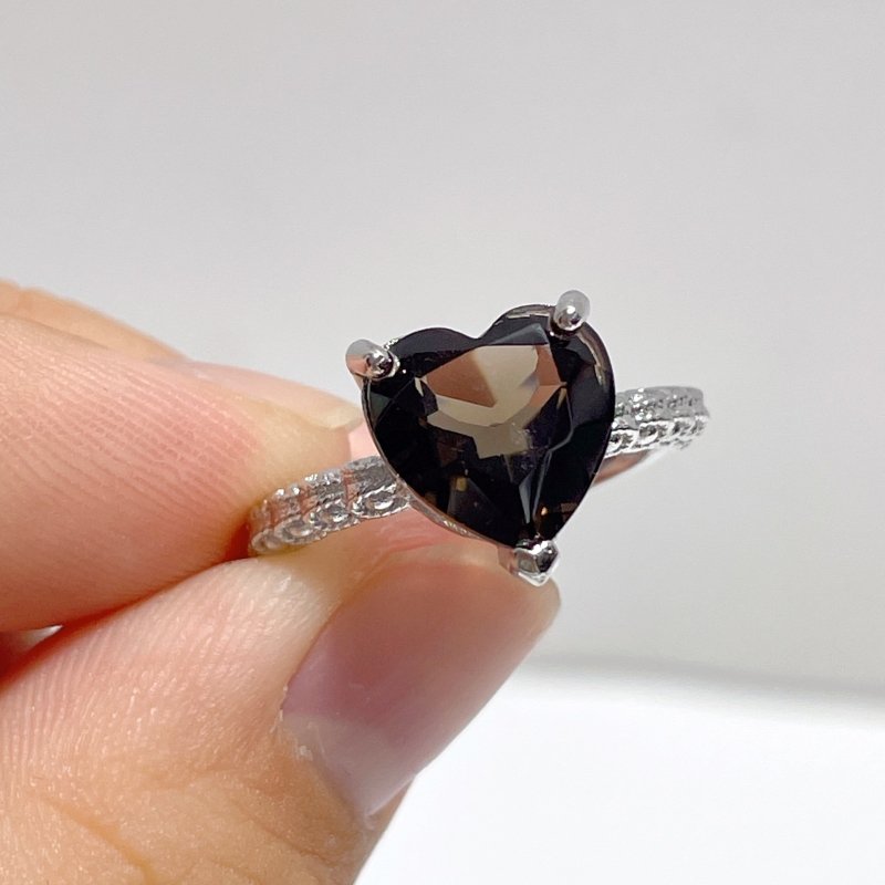 2 Types Cut Faceted Smoky Quartz Rings Heart Shape Wholesale - Wholesale Crystals