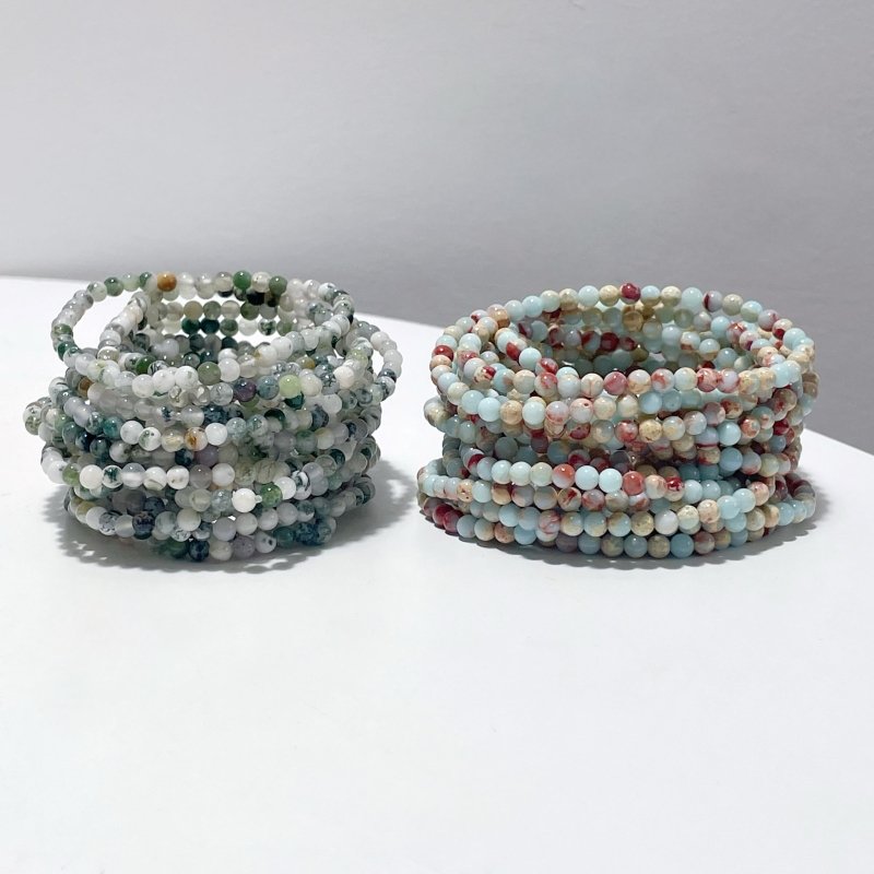 Types Mini Beads Bracelet Moss Agate China Shoushan stone Wholesale