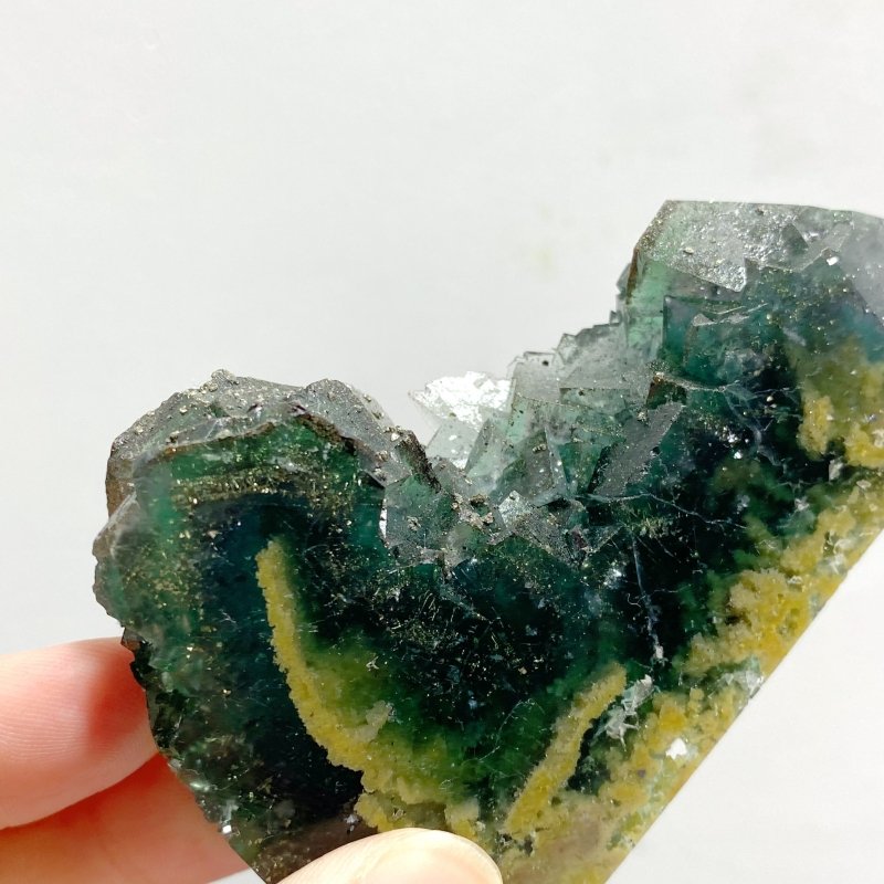 20 Pieces Blue Fluorite Mixed Pyrite Raw Side Tower Point -Wholesale Crystals