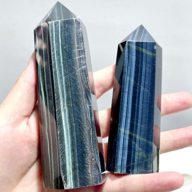 20 Pieces Fat Blue Tiger Eye Tower Points - Wholesale Crystals