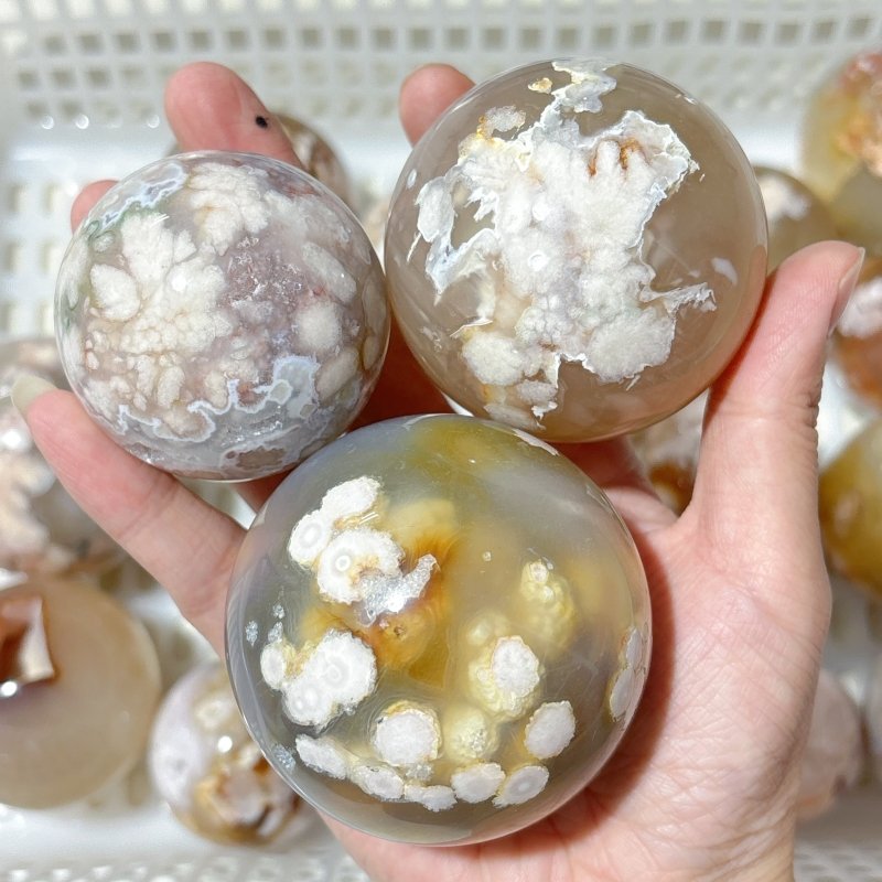 20 Pieces High Quality Sakura Agate Spheres - Wholesale Crystals