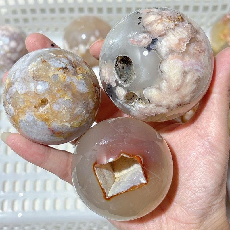 20 Pieces High Quality Sakura Agate Spheres - Wholesale Crystals