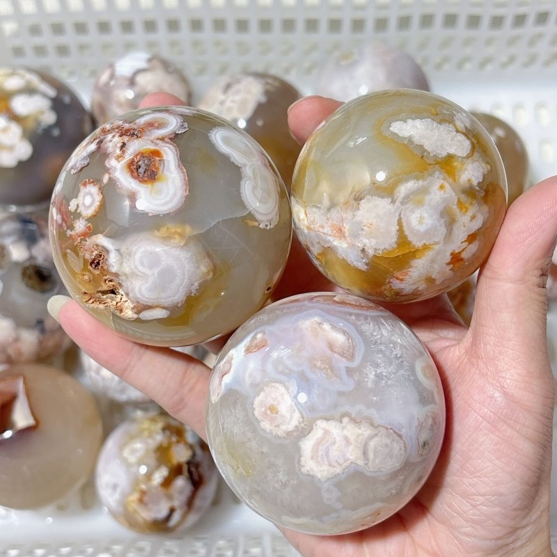 20 Pieces High Quality Sakura Agate Spheres - Wholesale Crystals