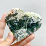 20 Pieces Large Geode Green & Pink Moss Agate Heart -Wholesale Crystals