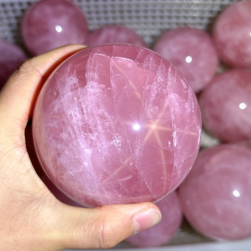 20 Pieces Madagascar Deep Pink Star Rose Quartz Spheres - Wholesale Crystals