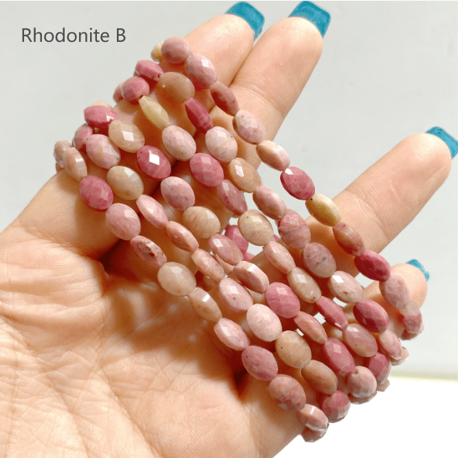 20 Types Cut Faceted Oval Shape Bracelet Caribbean Calcite Moss Agate Rhodonite Wholesale - Wholesale Crystals