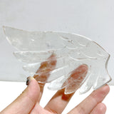 Clear Quartz Heart Wing Carving With Stand