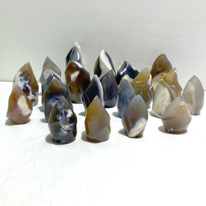 21 Pieces Black Orca Agate Flame Carving 1 - Wholesale Crystals