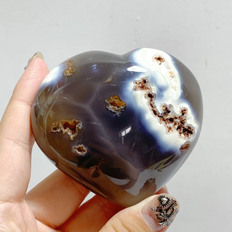 21 Pieces Black Orca Agate Heart 5 -Wholesale Crystals