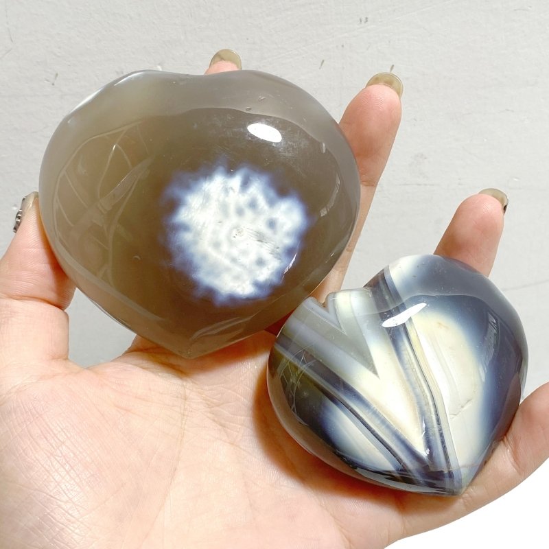 21 Pieces Black Orca Agate Heart 5 -Wholesale Crystals