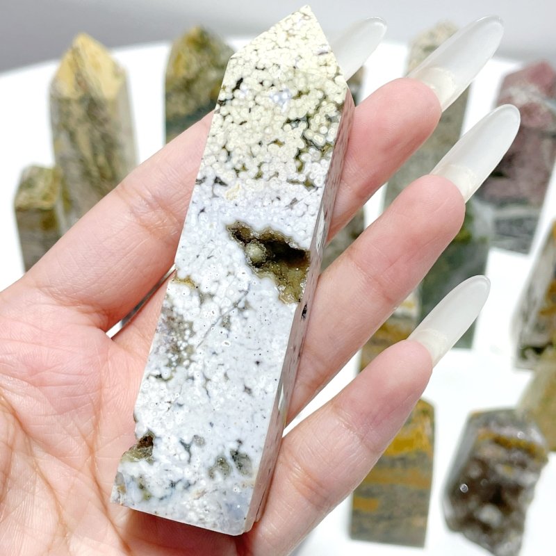 23 Pieces Beautiful Vein Ocean Jasper Four - sided Tower Points - Wholesale Crystals