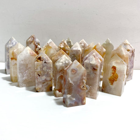 23 Pieces Geode Sakura Flower Agate Tower Points - Wholesale Crystals