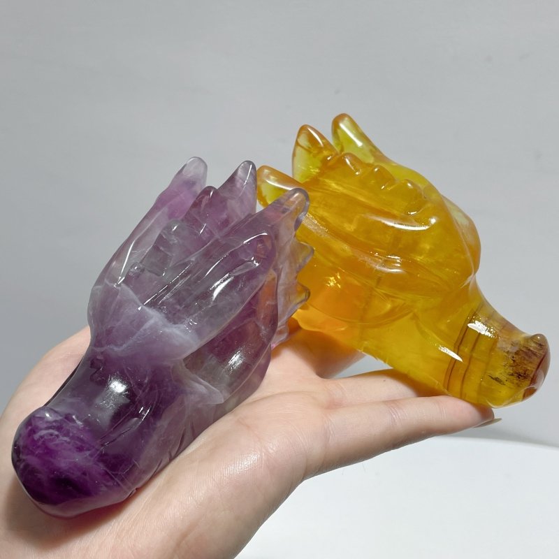 23 Pieces Rainbow Fluorite Dragon Head Carving - Wholesale Crystals