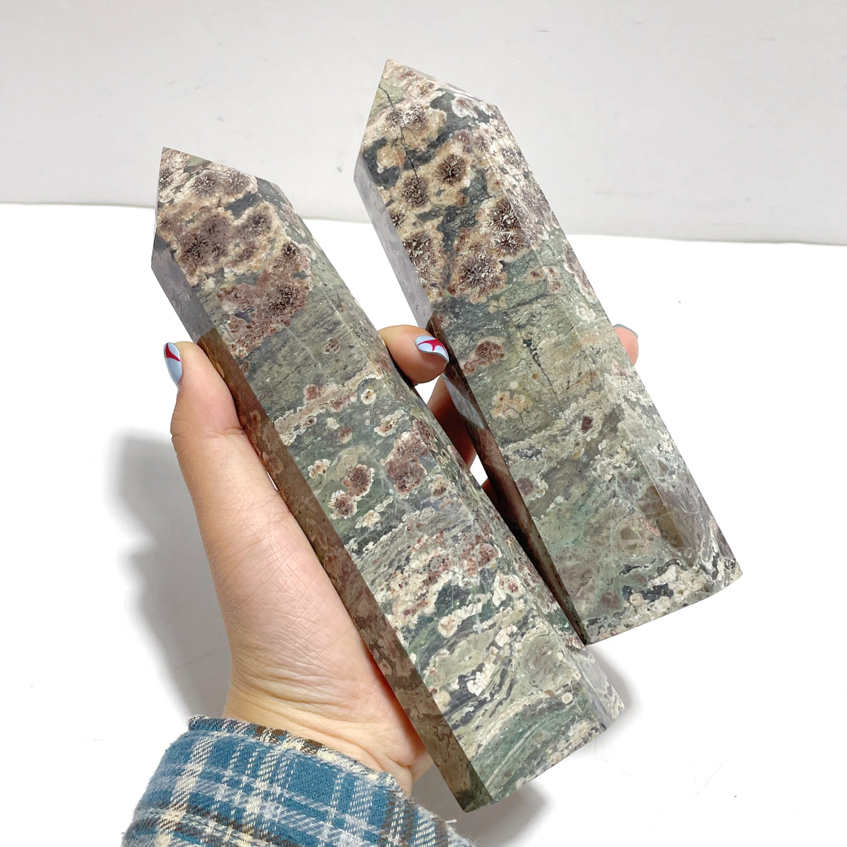 8 Pieces Green Sakura Flower Agate Point