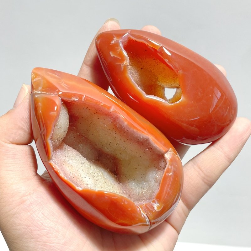 25 Pieces Beautiful Geode Druzy Carnelian - Wholesale Crystals