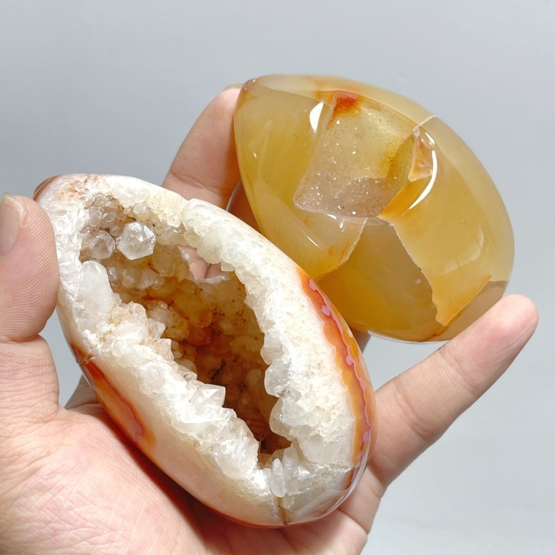 25 Pieces Beautiful Geode Druzy Carnelian - Wholesale Crystals