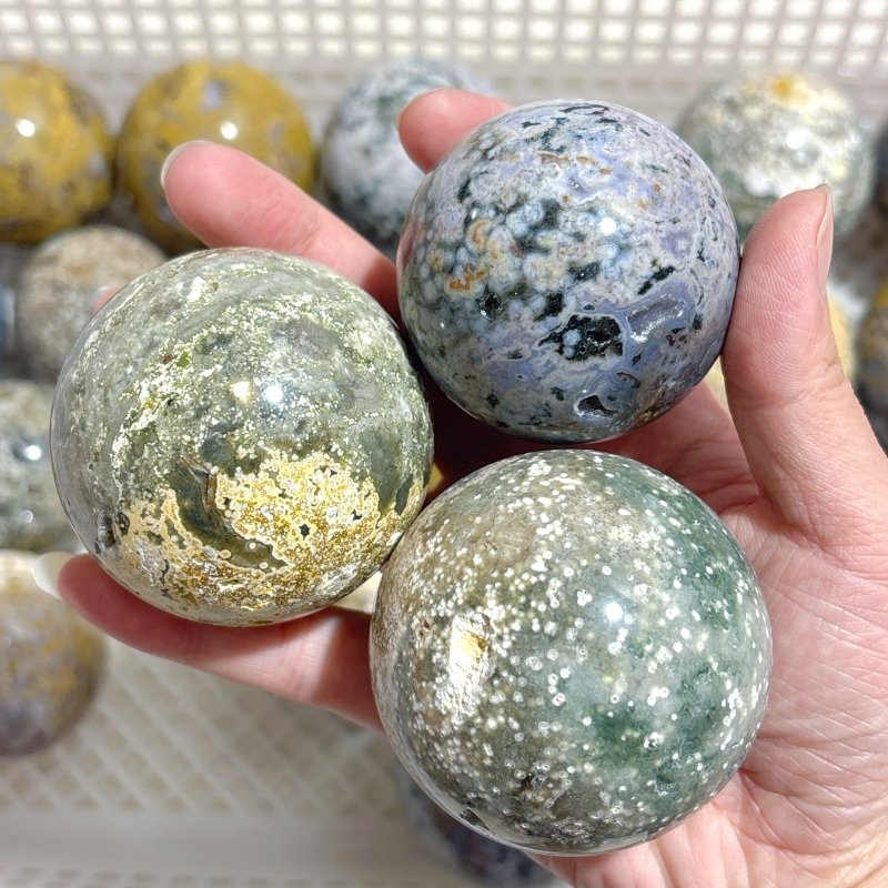 25 Pieces Beautiful Ocean Jasper Spheres - Wholesale Crystals