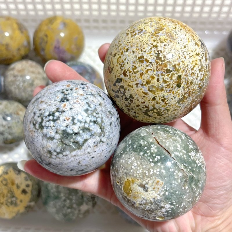 25 Pieces Beautiful Ocean Jasper Spheres - Wholesale Crystals