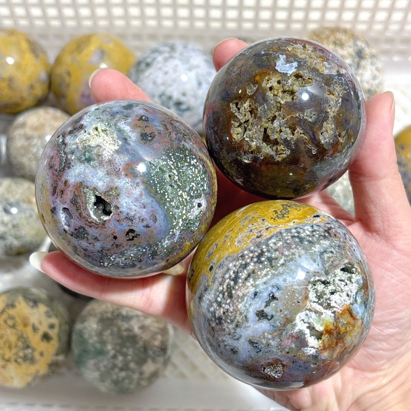 25 Pieces Beautiful Ocean Jasper Spheres - Wholesale Crystals