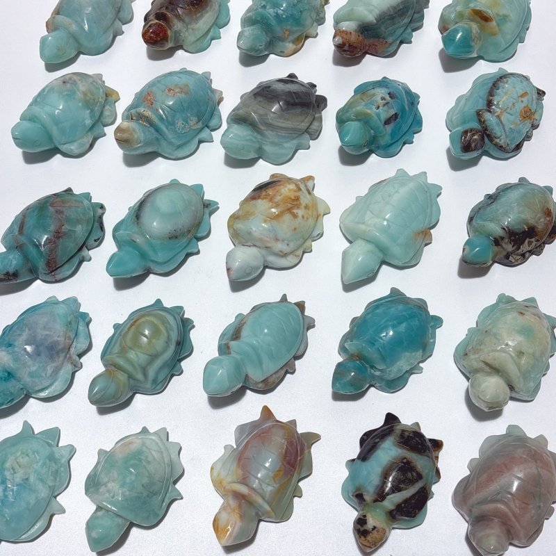 25 Pieces Caribbean Calcite Sea Turtle Carving -Wholesale Crystals