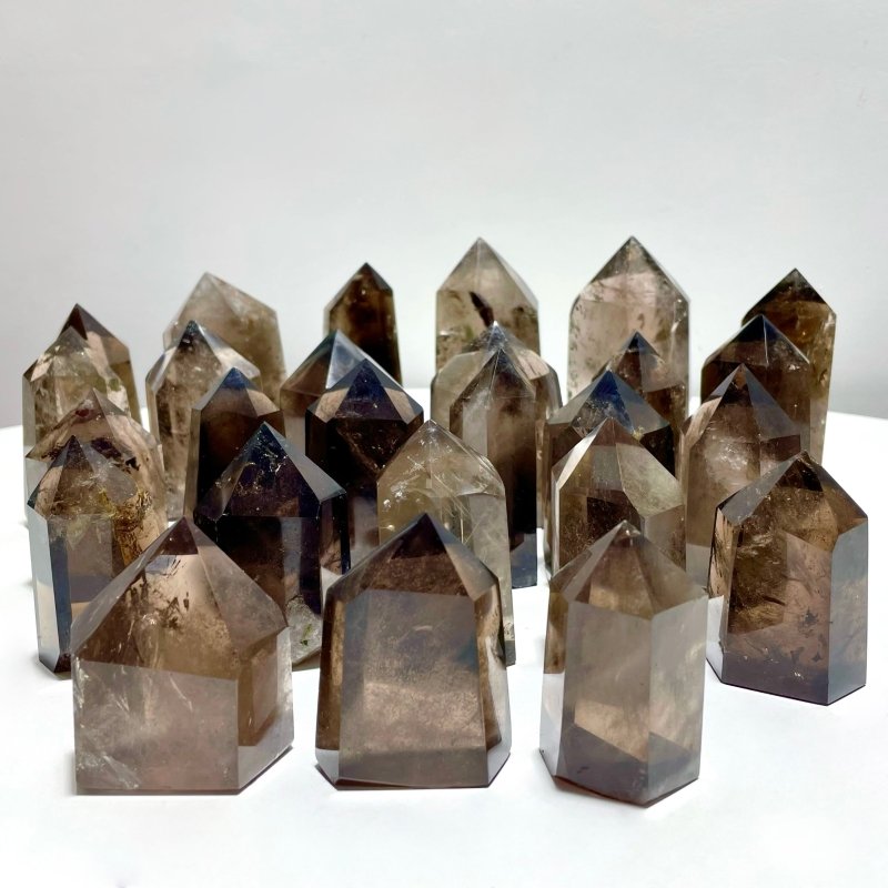 26 Pieces Fat Smoky Quartz Points 2.3 - 4.2in - Wholesale Crystals