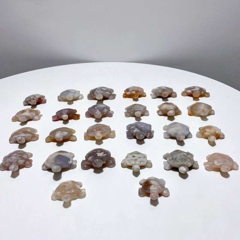 26 Pieces High Quality Sakura Flower Agate Sea Turtle Carving - Wholesale Crystals